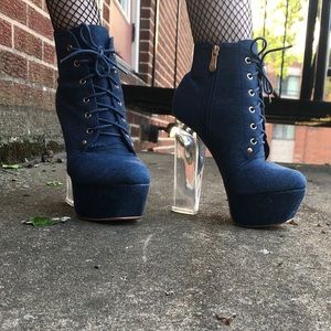 Cape Robbin Clear Denim Heeled Boots